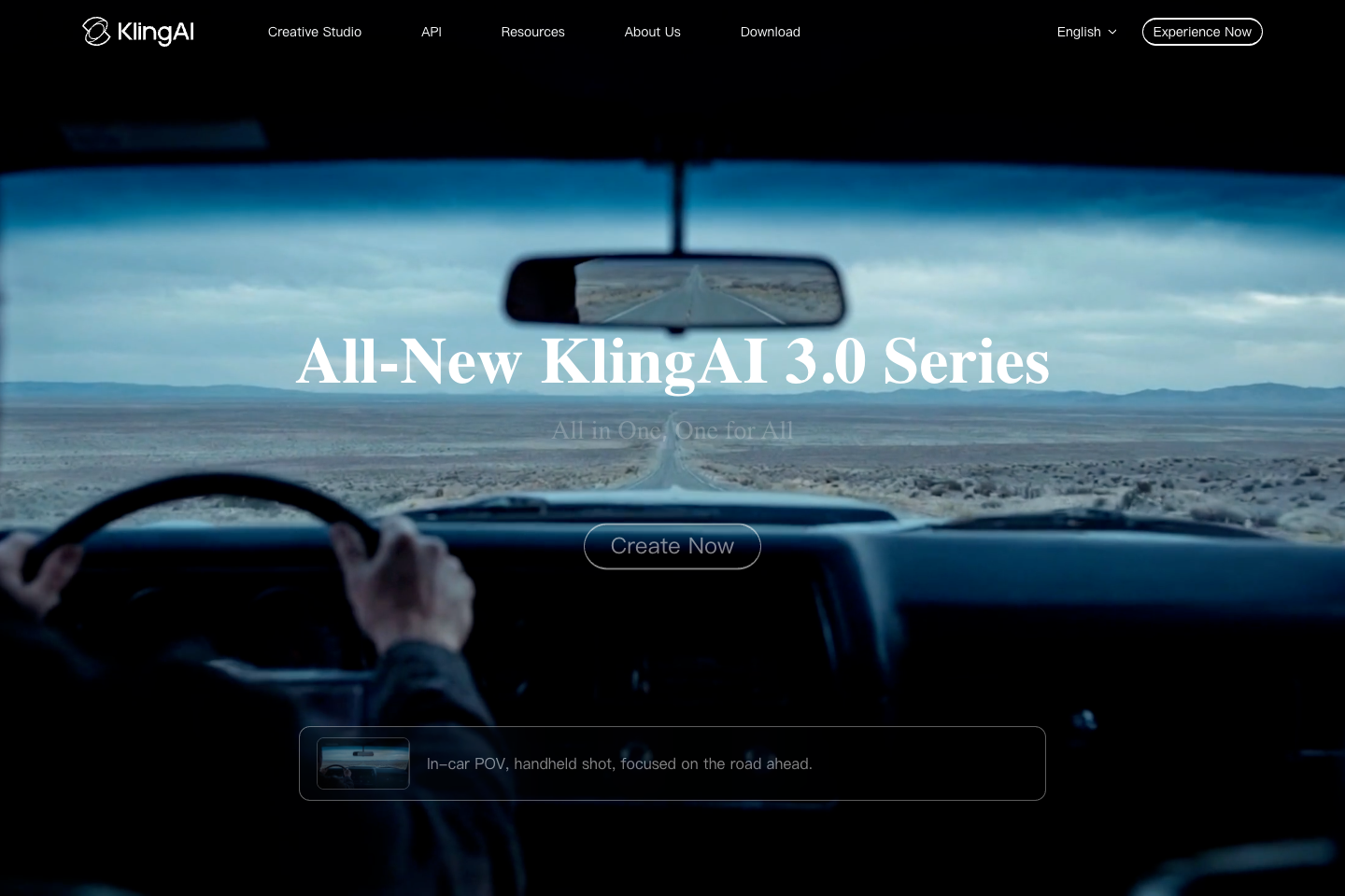 Kling AI website first screen screenshot