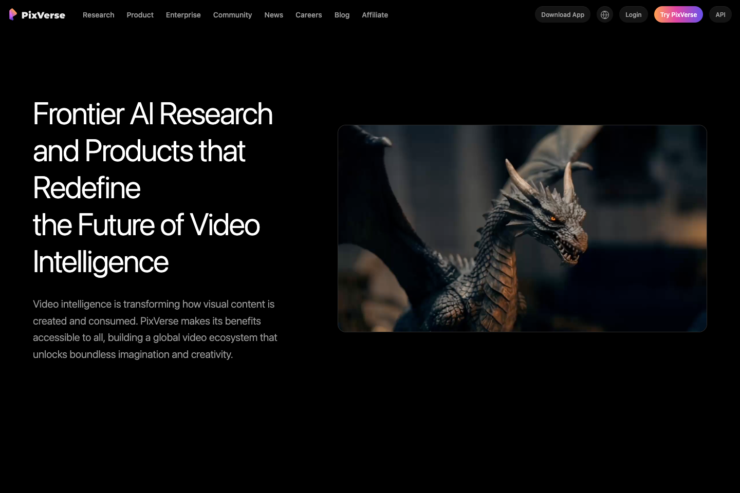 PixVerse AI website first screen screenshot