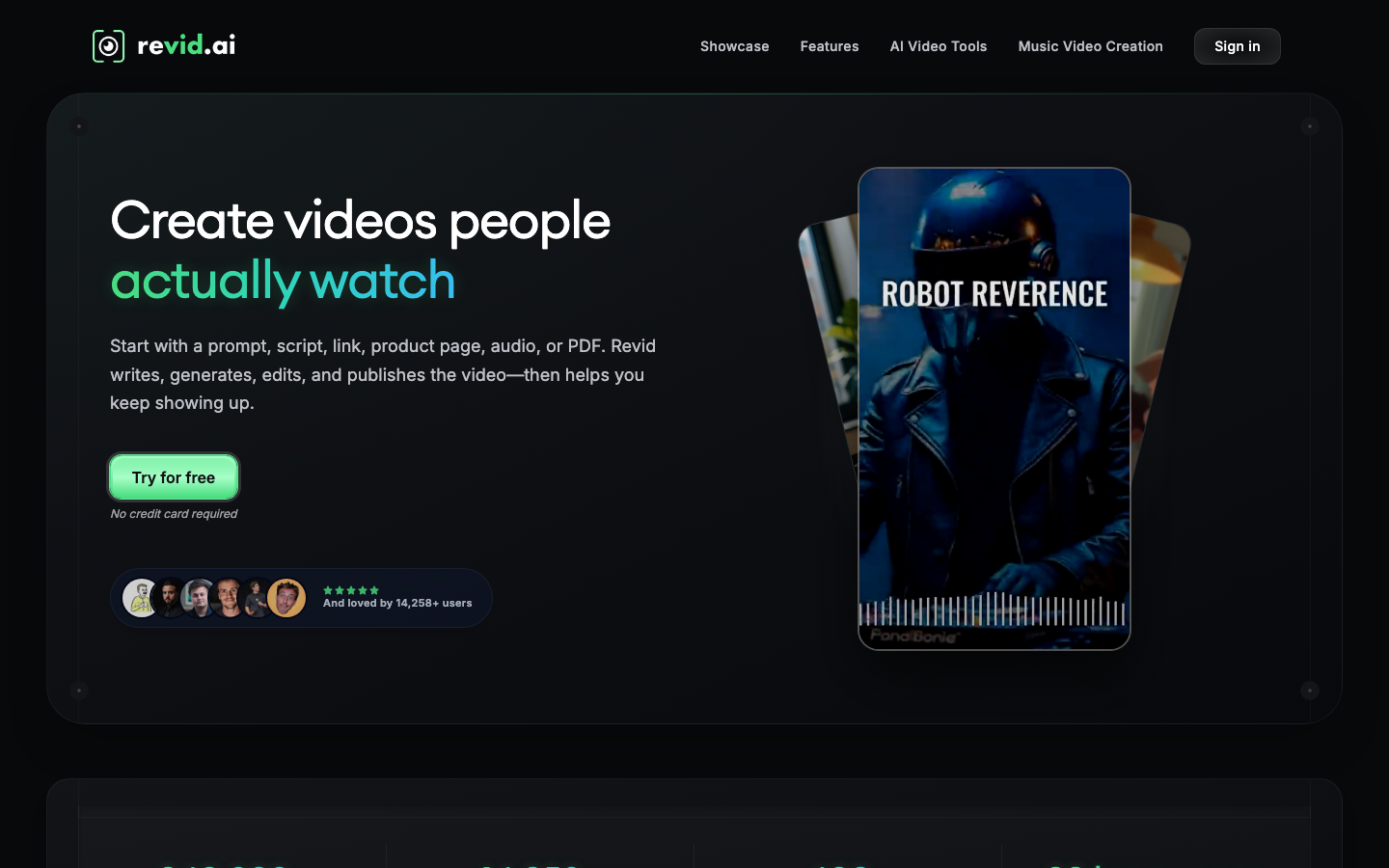 Revid AI website first screen screenshot