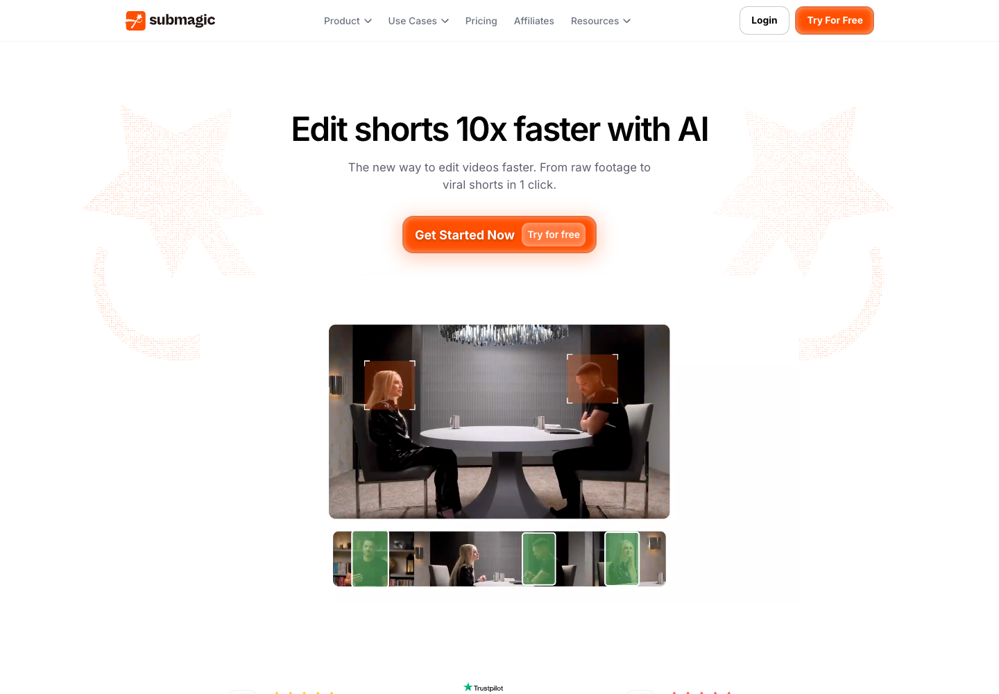 Submagic website first screen screenshot