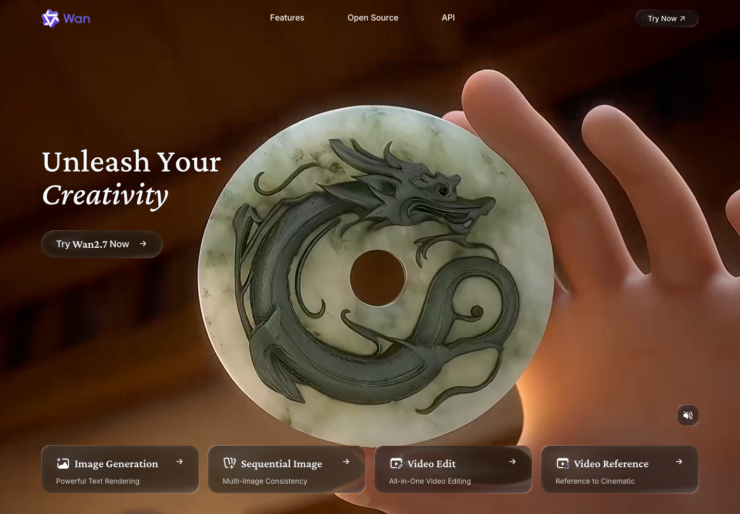 Wan AI website first screen screenshot